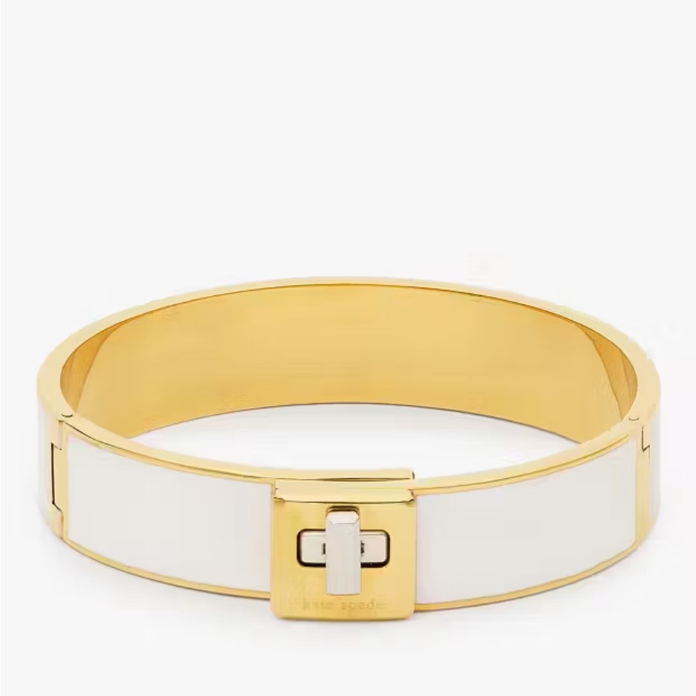 Kate spade Phoebe enamel turnlock white gold bracelet 🤍 NWT